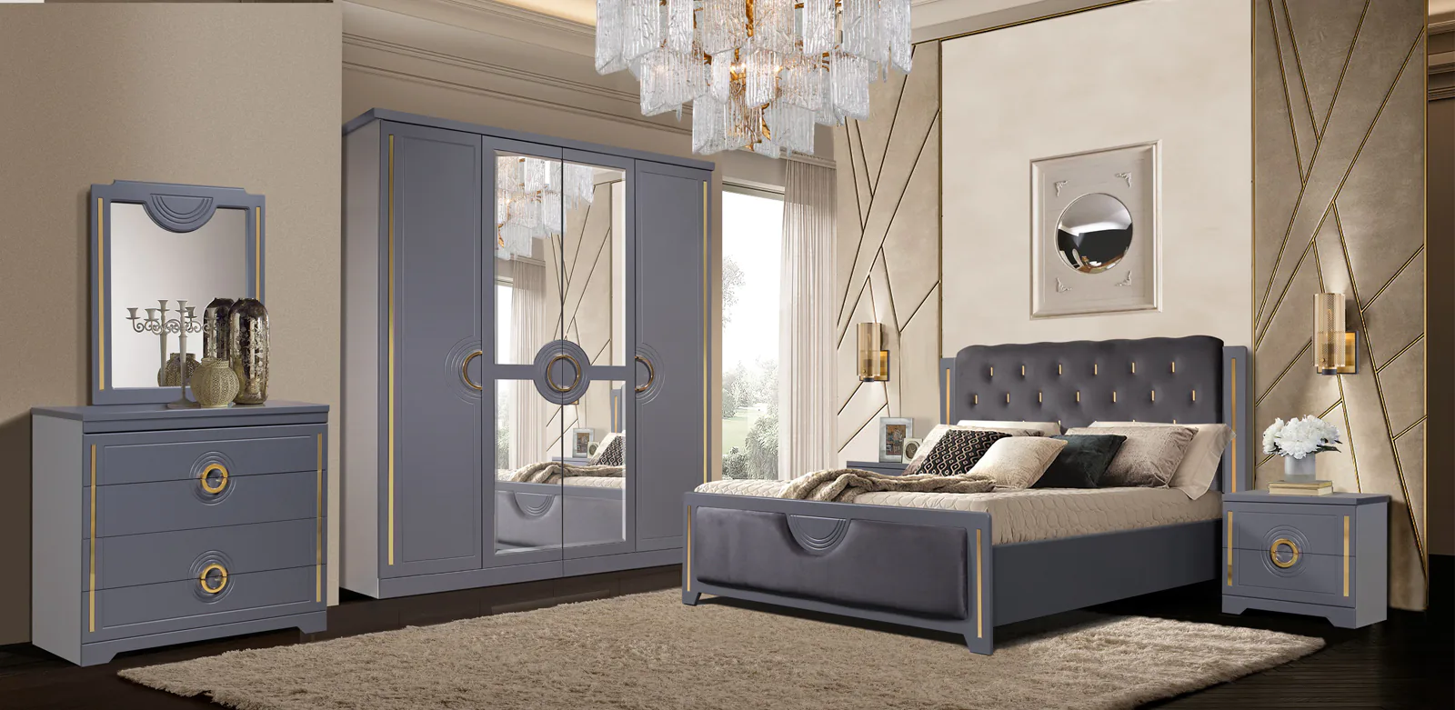 Спальня Бодрум в цвете Серый