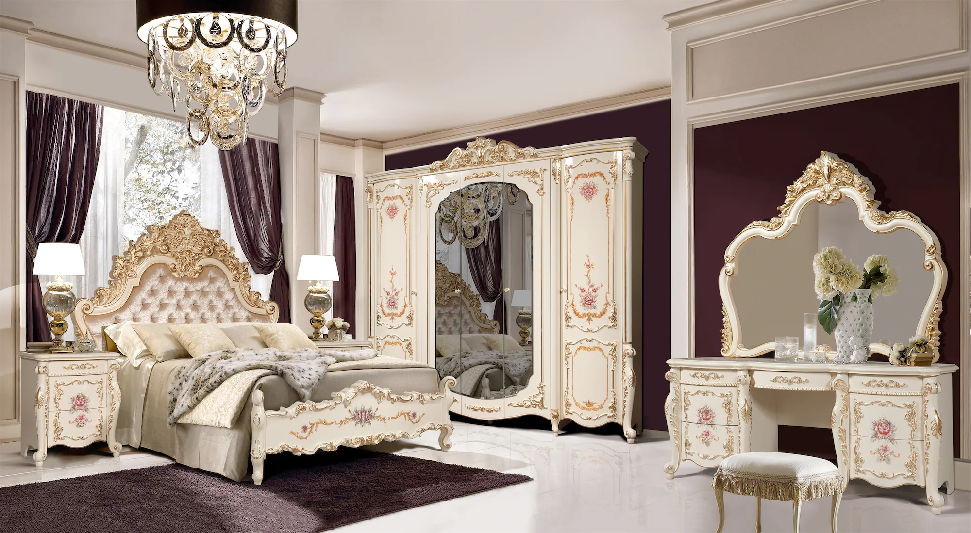 Спальня Афина в цвете крем,золото