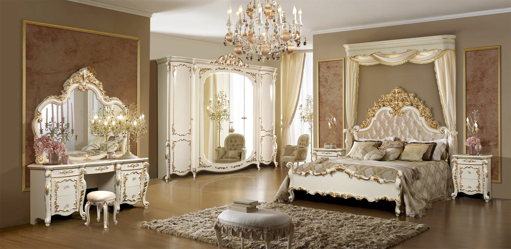 Спальня Афина в цвете крем,золото